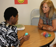 counselor working with autistic student