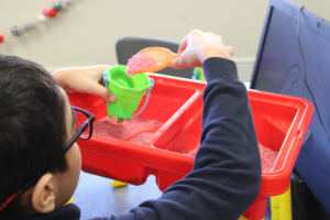 Student practicing fine motor skills during occupational therapy at The Gateway School in Carteret, NJ