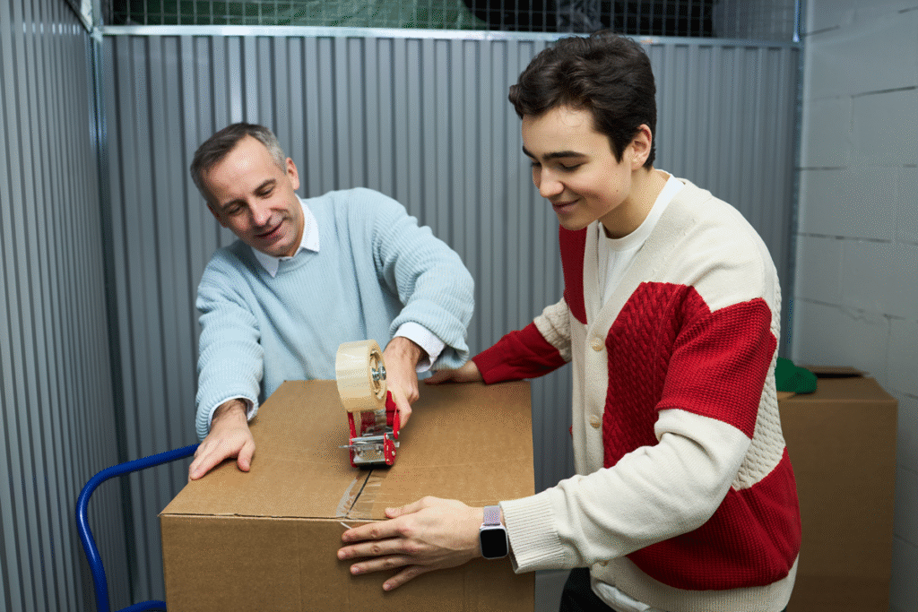 Boy working with support