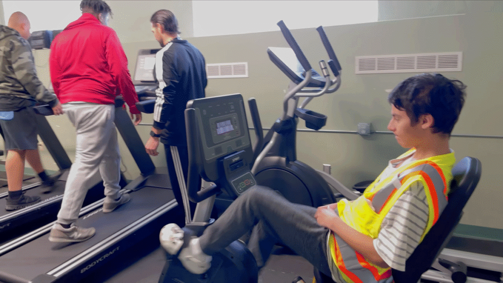 Adaptive physical education (APE) for special needs students in a school gym room