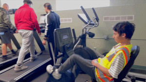 Adaptive physical education (APE) for special needs students in a school gym room